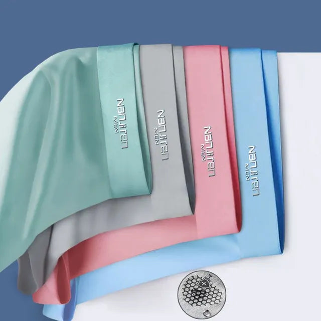 Cueca Boxer de Seda Gelada Respirável  - Kit com 4 Peças
